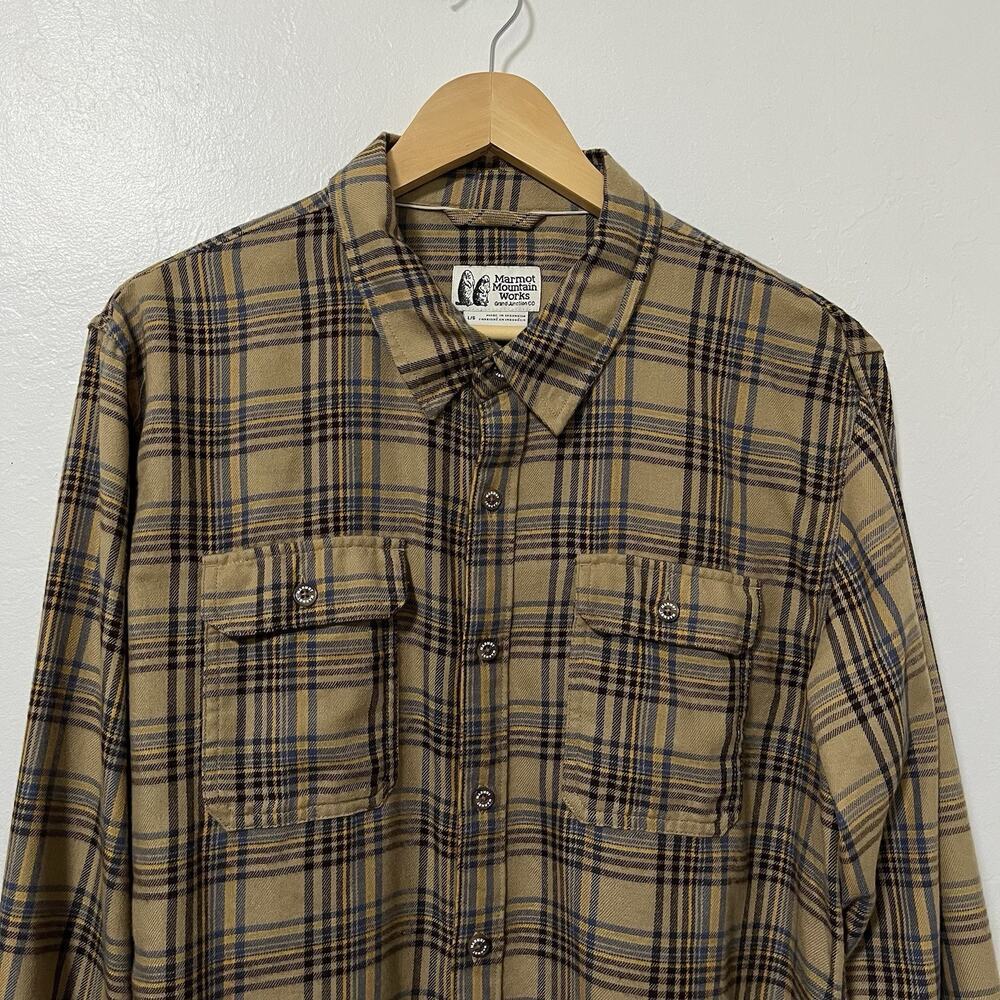 Marmot Mens Bayview Midweight Plaid Flannel Shirt Size L Country Ranch‎ Outdoors - Picture 3 of 7
